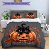 3pcs Pumpkin and Flowers Cat Bedding Set - Includes Quilt Cover and Pillowcases, Suitable for All Seasons, Machine Washable - Ideal Gift for