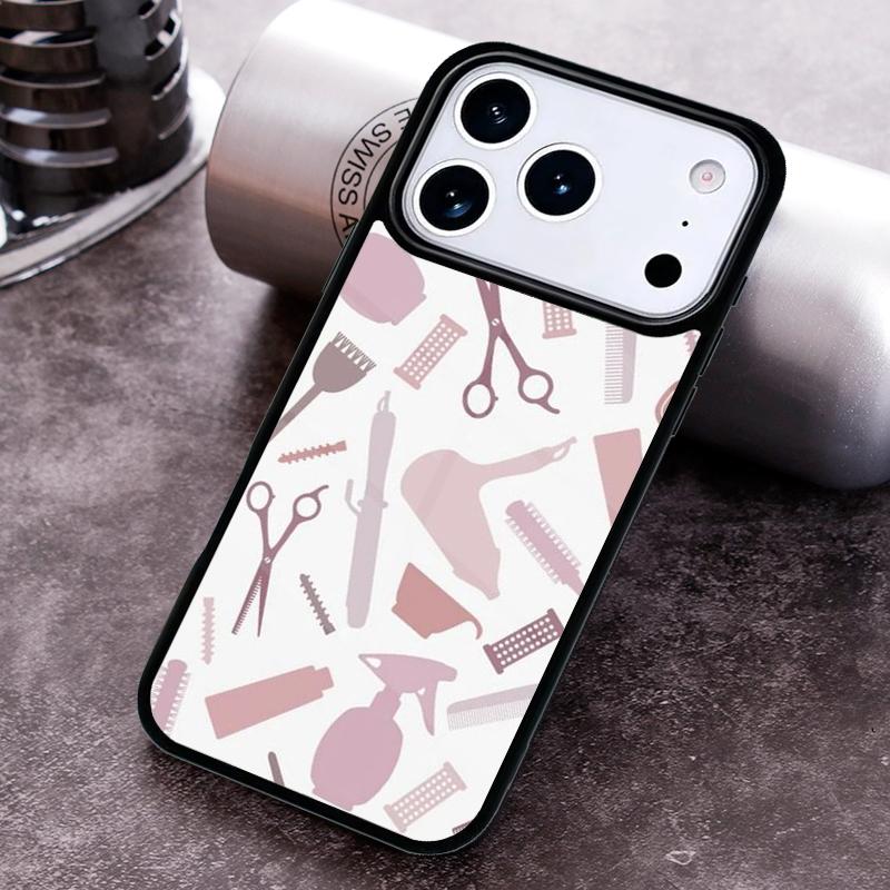 Hair Stylist Scissors Brush Phone Case for iPhone 17 16 15 Pro Max Air 14 13 12 11 Plus Shockproof Cover