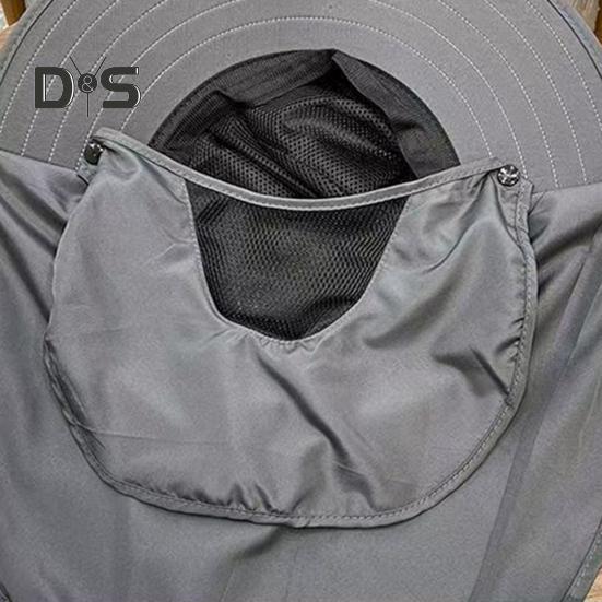 Sommer-Sonnenhut mit Gesichtsschutz, Nackenklappe, verstellbarem Kinnriemen, atmungsaktiv, UV-Schutz, für Herren und Damen, zum Klettern im Freien, Wandern, Angeln, Reisen, breite Krempe