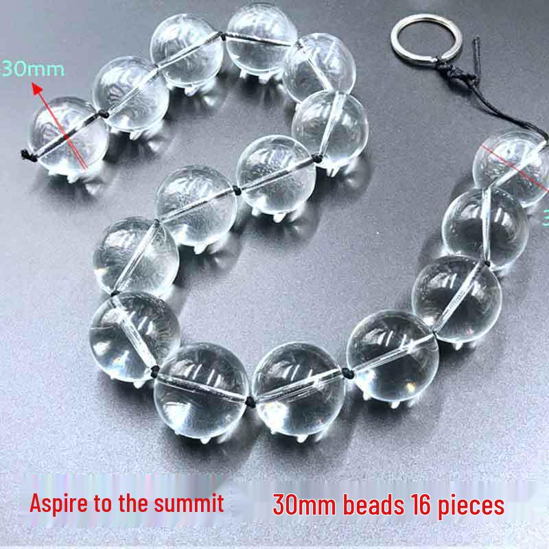 Rear Garden Crystal Glass Anal Plug - Super Long Ice Bead Massager for Men & Women