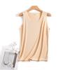 Kvinner Bunnvest Is Silke Sømløs Ermeløs Pure Color Plus Size Stretchy Rundhals Tørr Tørr Kjøling Camisole Sommer Dating Kontorferie