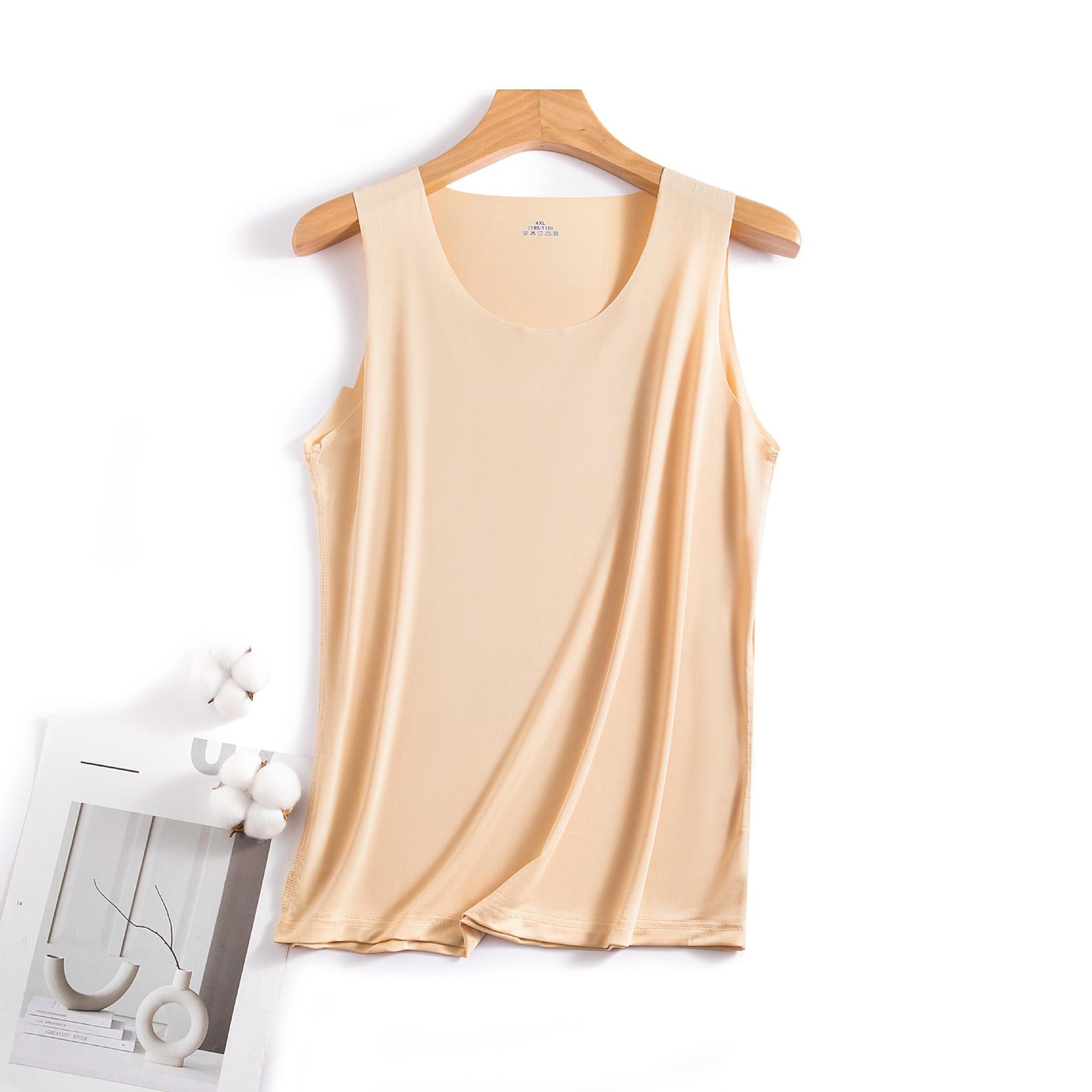 

Женский нижний жилет из ледяного шелка, бесшовный, без рукавов, чистый цвет, плюс размер, эластичный, с круглым вырезом, с сухим охлаждением, бретелька для летних свиданий, офиса, отдыха 4XL жёлтый