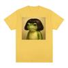 Vintage 90s Casual Oversized T-shirt Funny Frog Face with Bob Haircut Meme T Shirt Unisex Women Fashion Humor Short Sleeve T-shirts