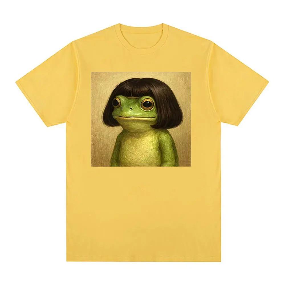 Vintage 90s Casual Oversized T-shirt Funny Frog Face with Bob Haircut Meme T Shirt Unisex Women Fashion Humor Short Sleeve T-shirts