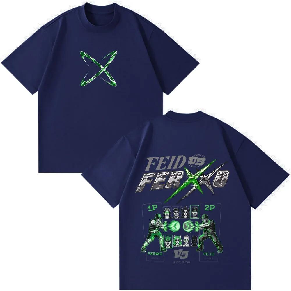 Unisex Dámské Hiphop Módní Feid Vs Ferxxo Tour 2026 Potisk Tričko Trička Letní Krátký Rukáv Ležérní Bavlněná Trička Dárky pro Fanoušky