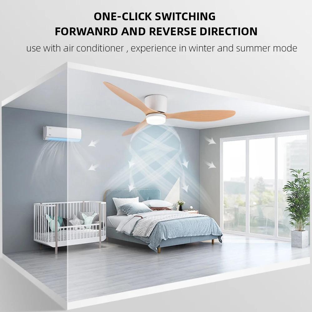 Nordic Smart Flush Mount Ceiling Fan Light for Bedroom and Dining Room