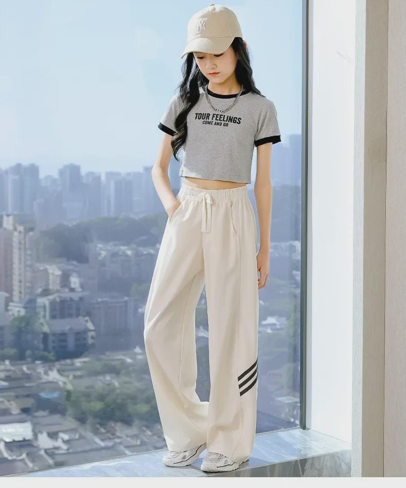 Girls' Summer Quick-Dry Wide-Leg Ice Silk Pants - Lightweight Casual Wear