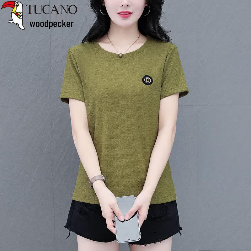 Woodpecker Women s Ice Silk Short Sleeve T-Shirt 3XL зелёный