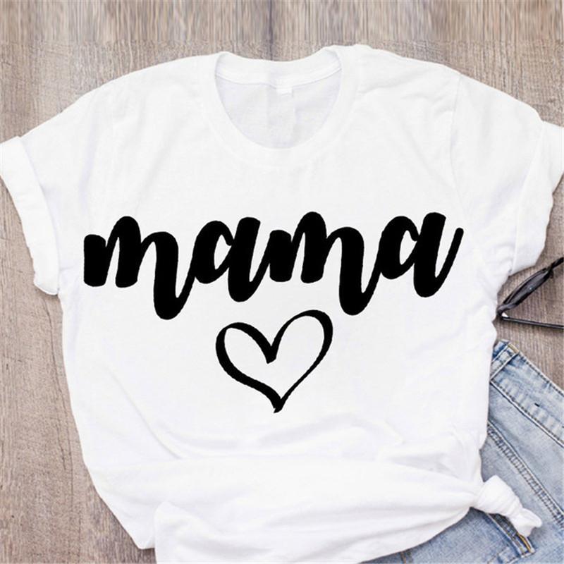 Neue Mama Buchstaben Shirts Bedrucktes Sommer Damen T-Shirt Lässig Kurzarm Tees Geometrische Figur Ulzzang Harajuku Damen Oberteile Shirt