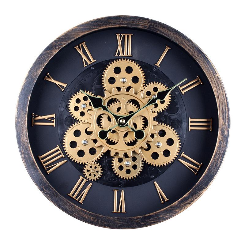 Gear Clock in Antique Style Living Room Wall Decoration Study Retro Nostalgic High-end Creative Three-dimensional Round Wall Clock