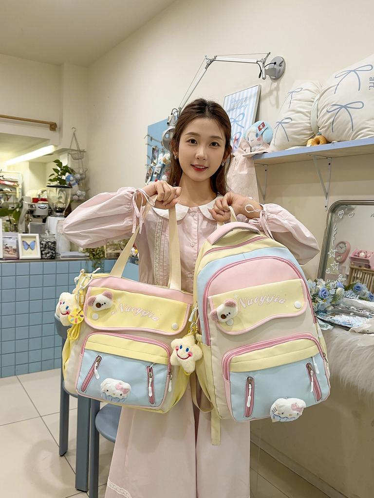 Girl School Backpack College Style Lightweight Nylon With Large Capacity For Teens