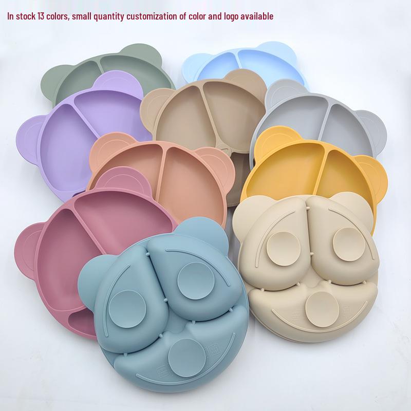 Silicone Bear Ears 3-Compartment Suction Plate for Kids