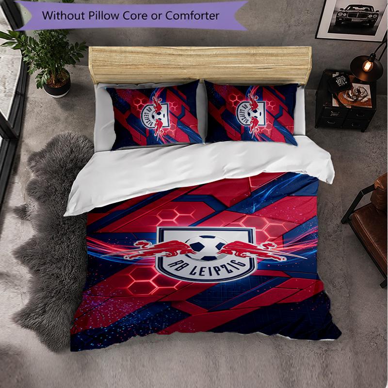 RB Leipzig Football 3 Piece Bedding Set Soft Duvet Cover Set with Pillowcases Printed Bedroom Decor Set for Home