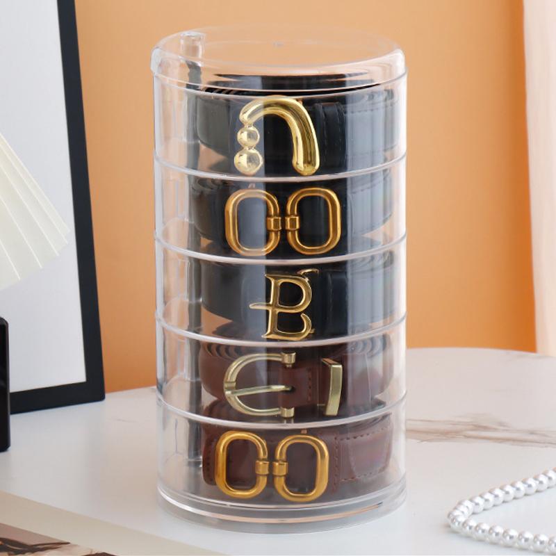 Drehbarer Mehrschichtiger Gürtel-Organizer Transparente Vitrine Für Damen-Gürtel Halsketten Schmuck Krawatten Und Fliege Aufbewahrungs-Halter