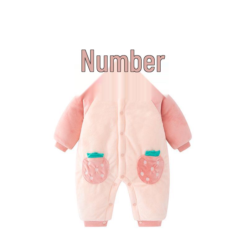 

Winter Padded Cotton Jumpsuit for Newborn Girls - Warm, Plus Velvet, Thickened Outerwear 73 cm