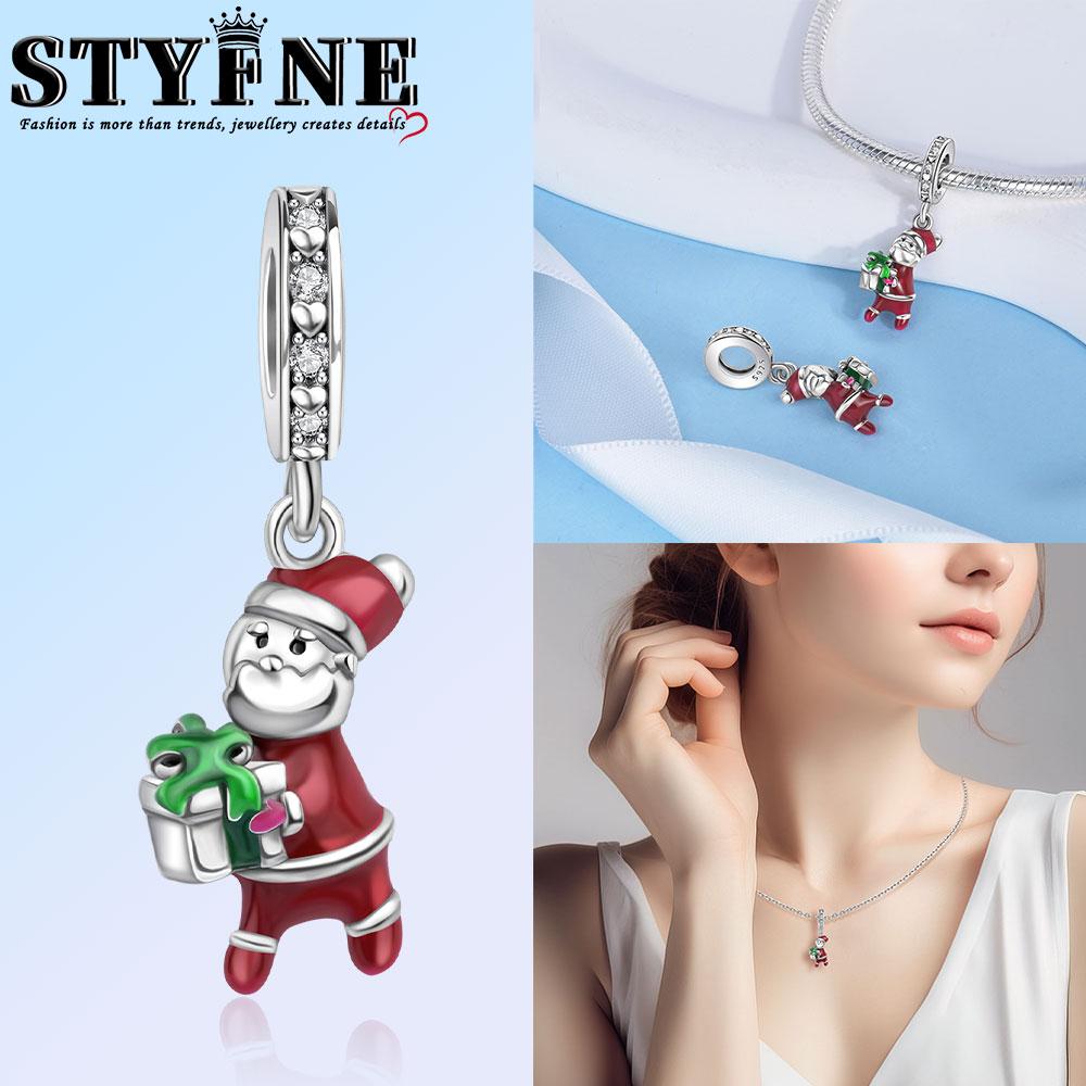 Charms Plata Originalesr Christmas Red Gift Beads For Charm Copper Bracelet Beads Jewellery Making Women'S Gift