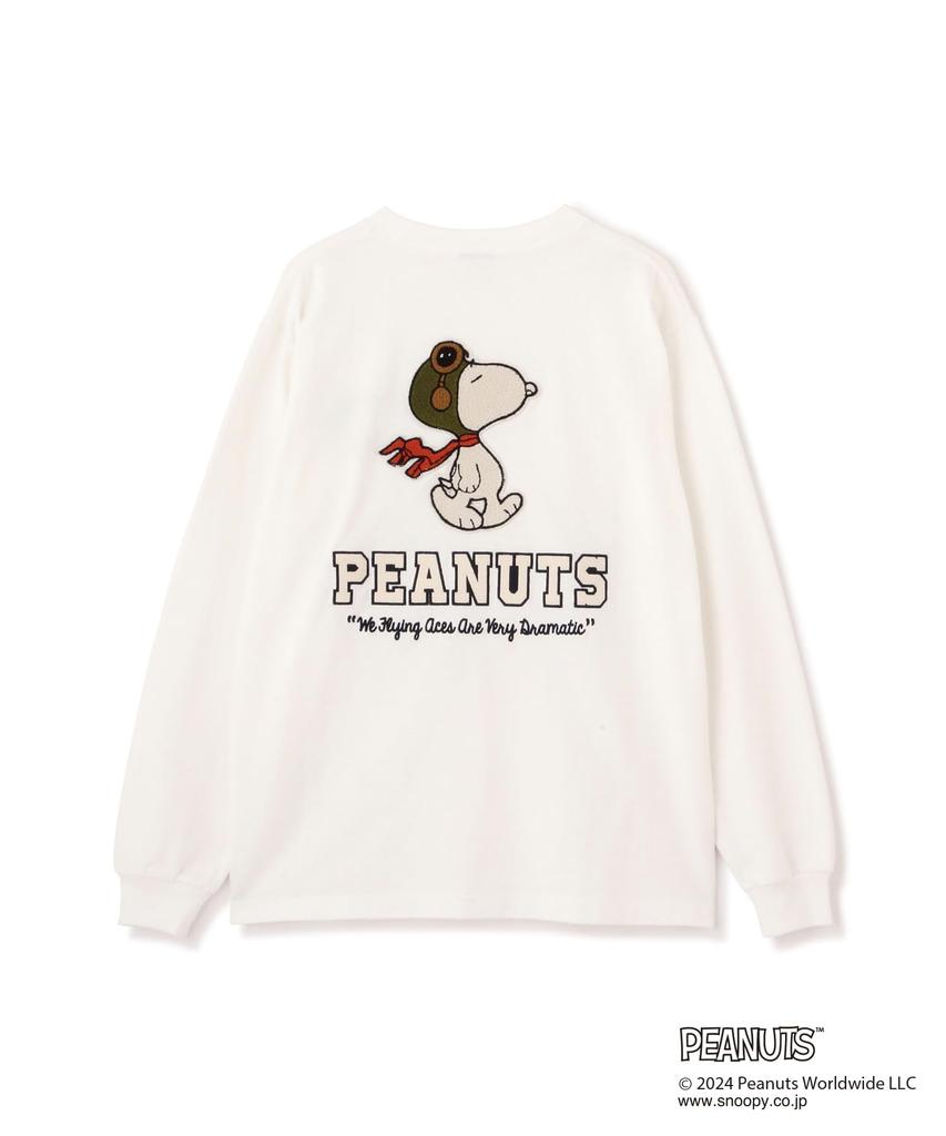 Avirex PEANUTS LONG SLEEVE FLYING Size T-SHIRT ACE, Men's, XL, 030, White, 783-4230035