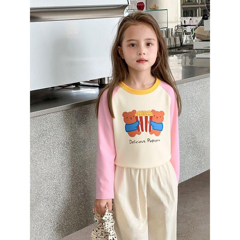 Children's Clothing Round-Neck T-Shirt, New Spring Model for Small and Medium-Sized Children, Pure Cotton Printed Base Shirt, Trendy Baby Girl Clothes