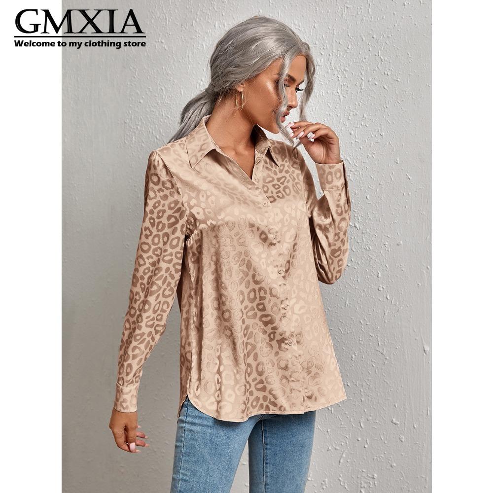 GMXIA Women's Fashion Casual Leisure Long Sleeve POLO Neck Blouses & Shirts