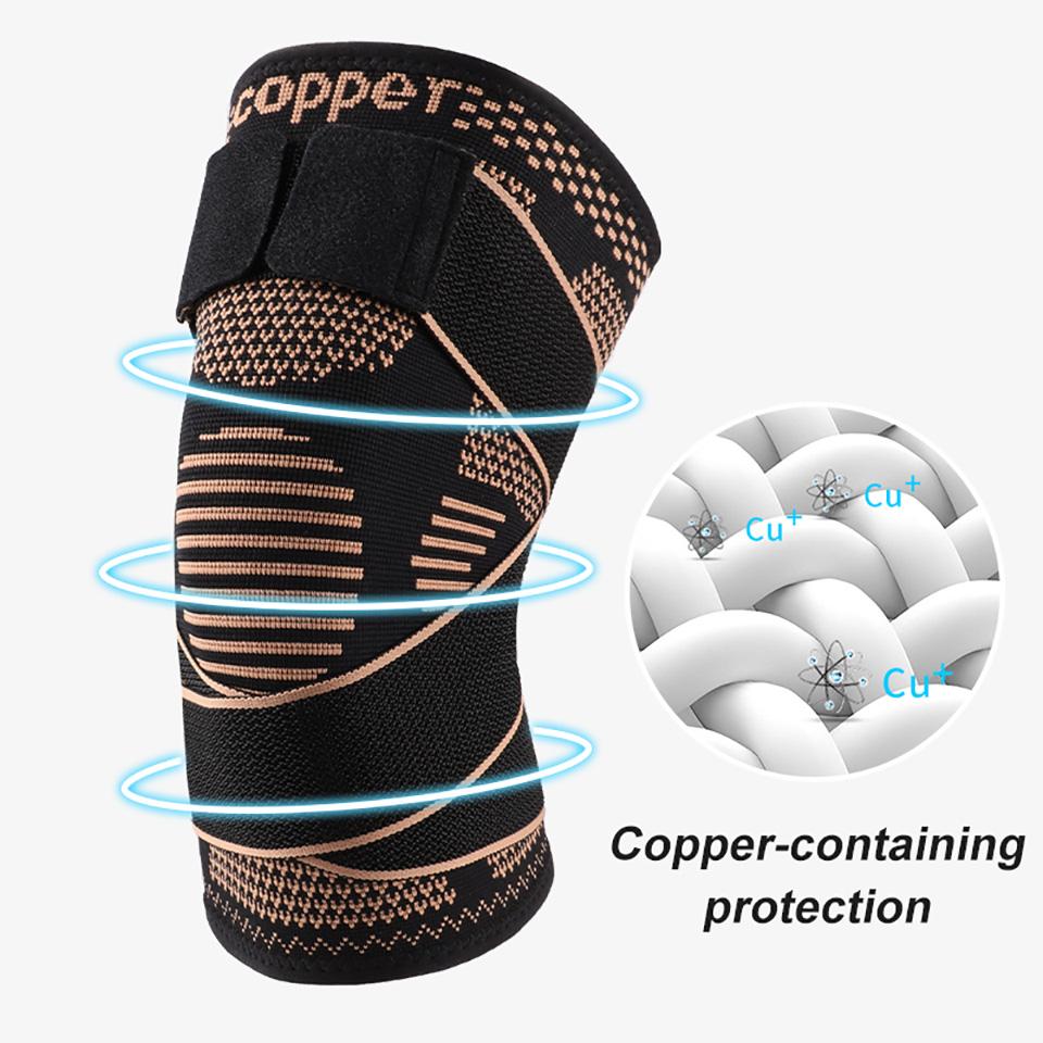 1Pcs Knee Support Knitted Nylon Copper Ion X-Type Stable Patella Compression Straps Ligament Strain Knee Pads Men Women