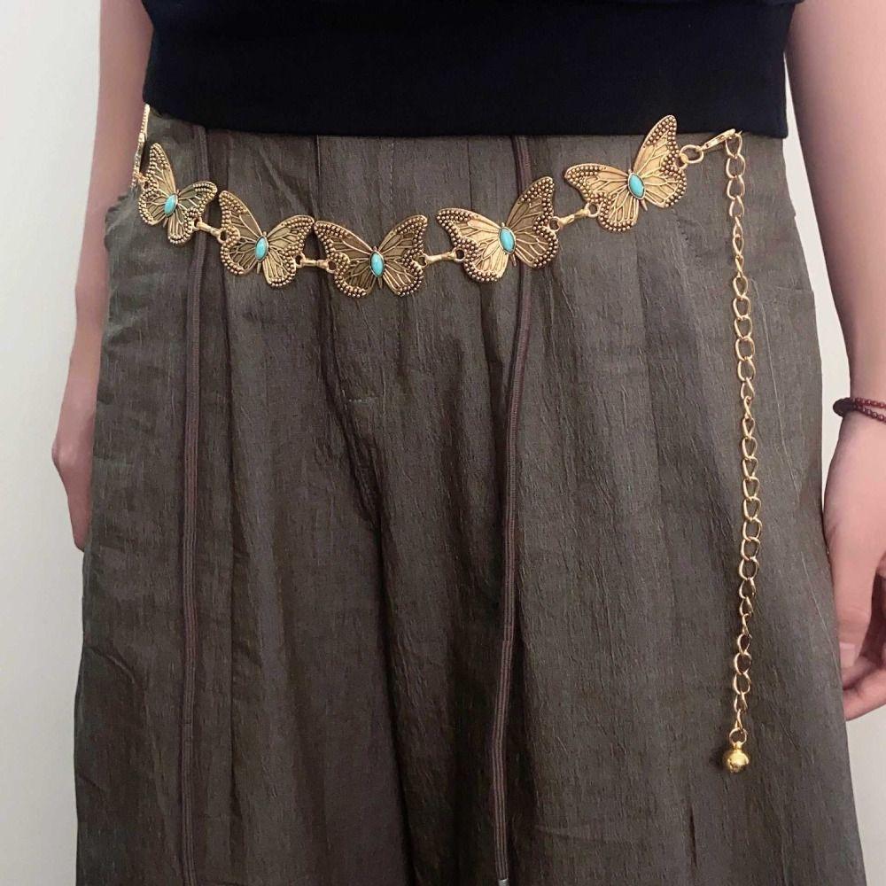 Vintage Turquoise Waist Chain Ethnic Style Beach Body Chain Retro Bohemian Waist Belt  Women