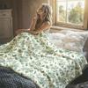 Green Toile Butterfly Flannel Blanket Warm Soft Halloween Christmas Decorative Couch Warm Cozy All-Season Gift