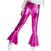 Girls Performance Pants Elastic Waistband Bronzing Cloth High Waist Design Ruffle Hem Bell Bottom