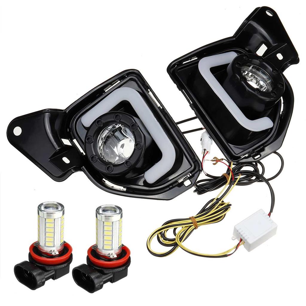 Led DRL Daytime Running Lights Fog Lamp Assembly with H11 Bulbs 6000K~6700K For Toyota Hiace 2014-2018