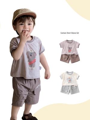 Cartoon-Druck Baby Junge Sommer Zweiteiler Set: Cooles Kurzarm-T-Shirt für Kleinkinder (1-3 Jahre)
