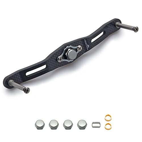 

HEIGHTEN 130/120/110mm Reel Handle (No Knob) 4mm Thick 1.5K Carbon Fiber Charcoal Cloth for Shimano, Daiwa, and Abu Baitcasting Reels (130mm, Gunmetal