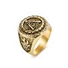 Men's Retro Stainless Steel Square Compass Freemason Punk Ring