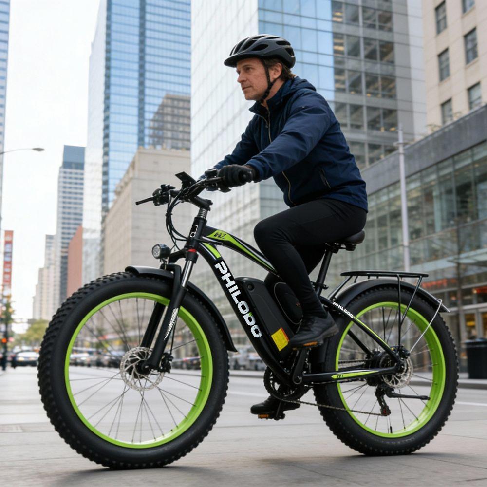 Electric bicycle PHILODO H7 Pro, 1000W motor, 48V 17.5Ah battery, top speed 45 km/h, cruising range 80km, 26x4.0 inch tires