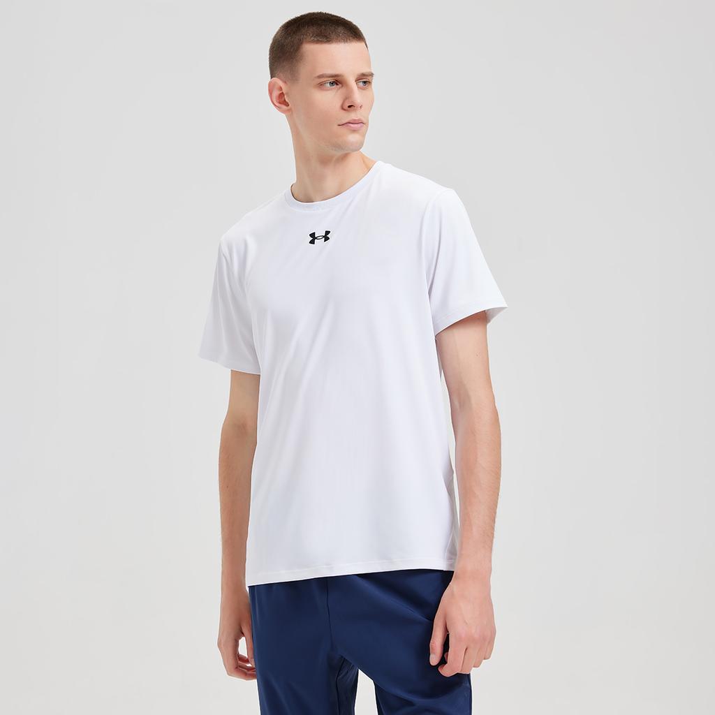 Under Armour Casual Breathable Quick-Dry Loose Round Neck Short Sleeve T-Shirt Unisex Tops White 25500505-100
