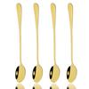 Reusable Cream Long Ice 4pcs Handle Scoop Stainless Steel Colorful Cutlery Teaspoon Dinnerware Flatware Juice Coffee Stirring Spoon Silverware