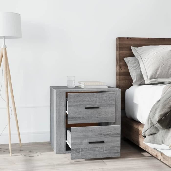 816710 vidaXL Sonoma Grey Bedside Table 50x39x47 Cm