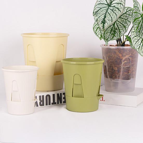 Self Watering Planter Flower Pot with Reservoir Saucer Ventilated Plant Pot for Phalaenopsis Indoor Orchids Home Balcony Office Desk