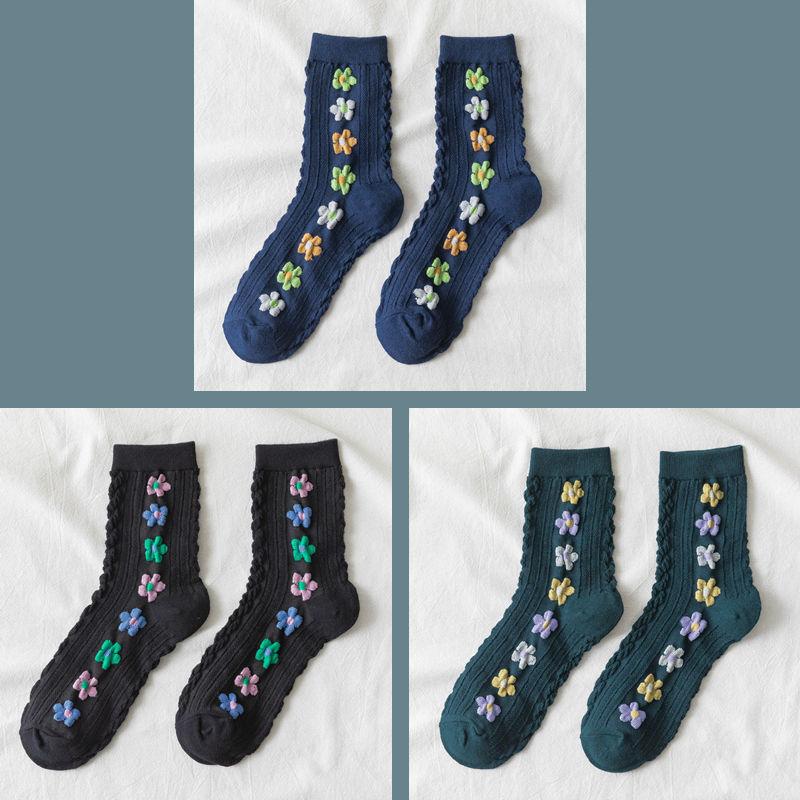 1/2/3 STÜCK Lustige Damen Socken Niedliche Frühling und Herbst Winter Japanische Harajuku Blumen Socken Mode Retro College Stil Liebliches Mädchen Hot Sell