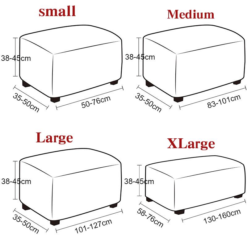 4 Size Option Rectangle Jacquard Ottoman Cover Stretchy Durable Footstool Bench Stool Cover Washable Furniture Protective Cover Stool Cover