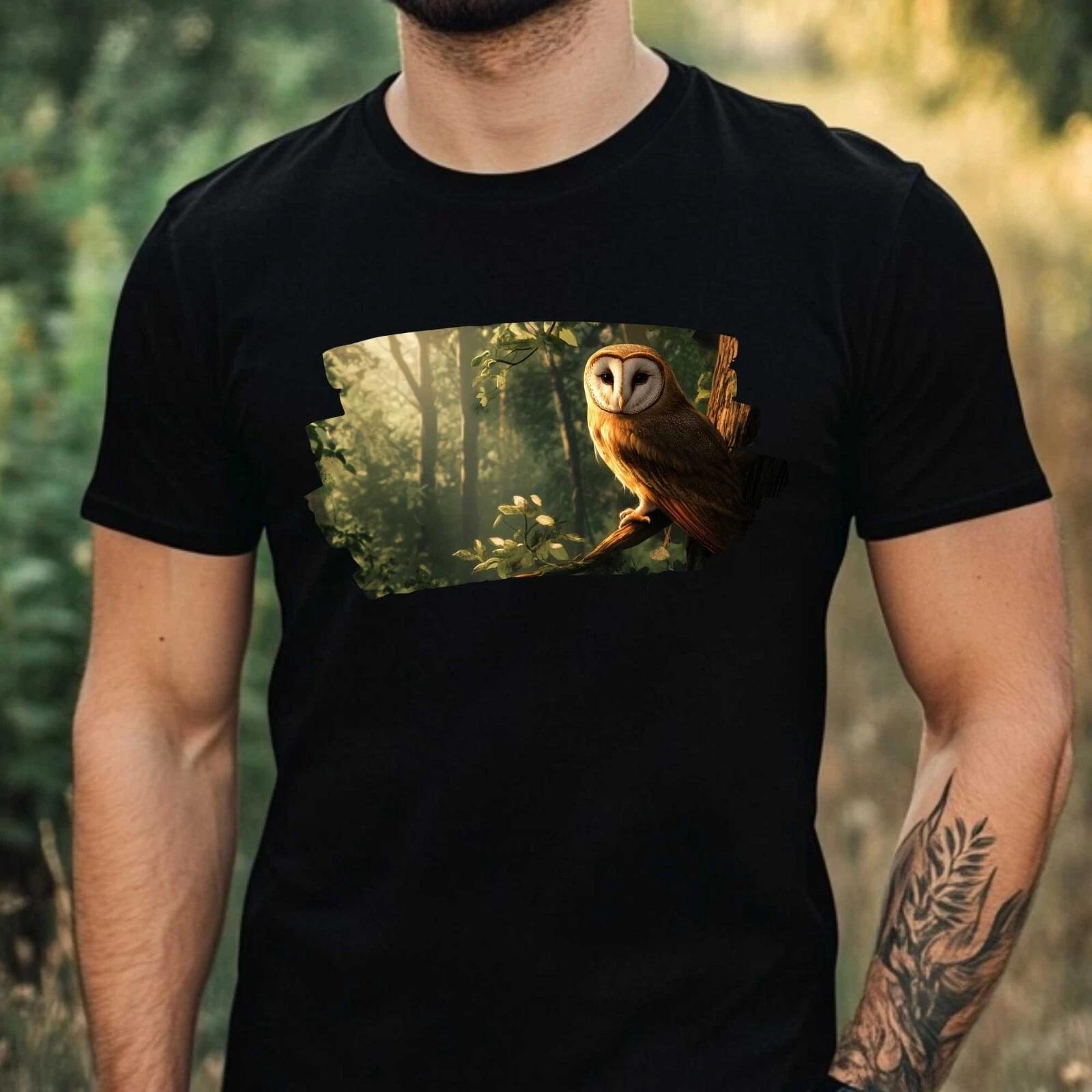 T-Shirt Herren Wald Eule Motiv Baumwolle Größe XS bis 5XL XXL