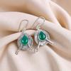 Rare Green Onyx Cab Gemstone 925 Sterling Silver Jewelry Handmade Earrings 1.86" EE-78-20