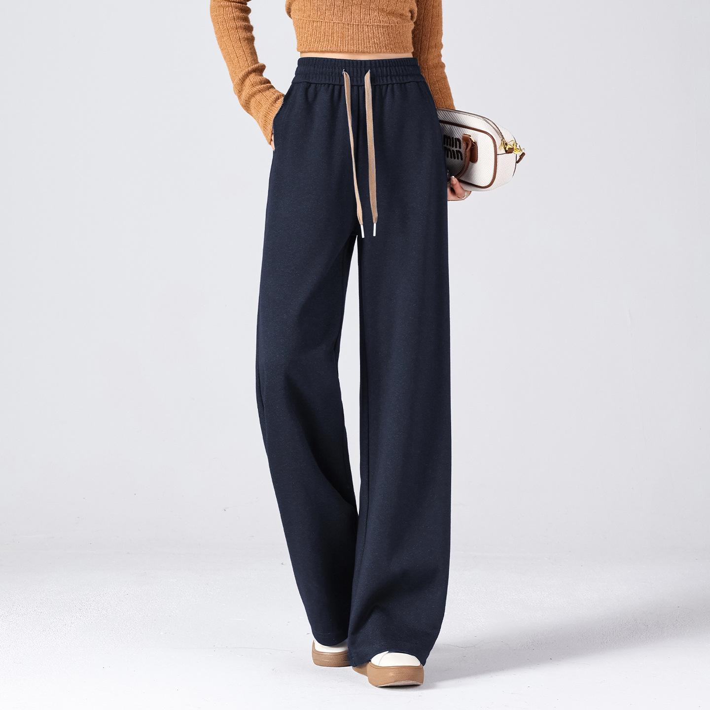 

Women s Cozy High-Waisted Wide-Leg Faux Denim Pants with Velvet Lining M, Weight 95-110 jin