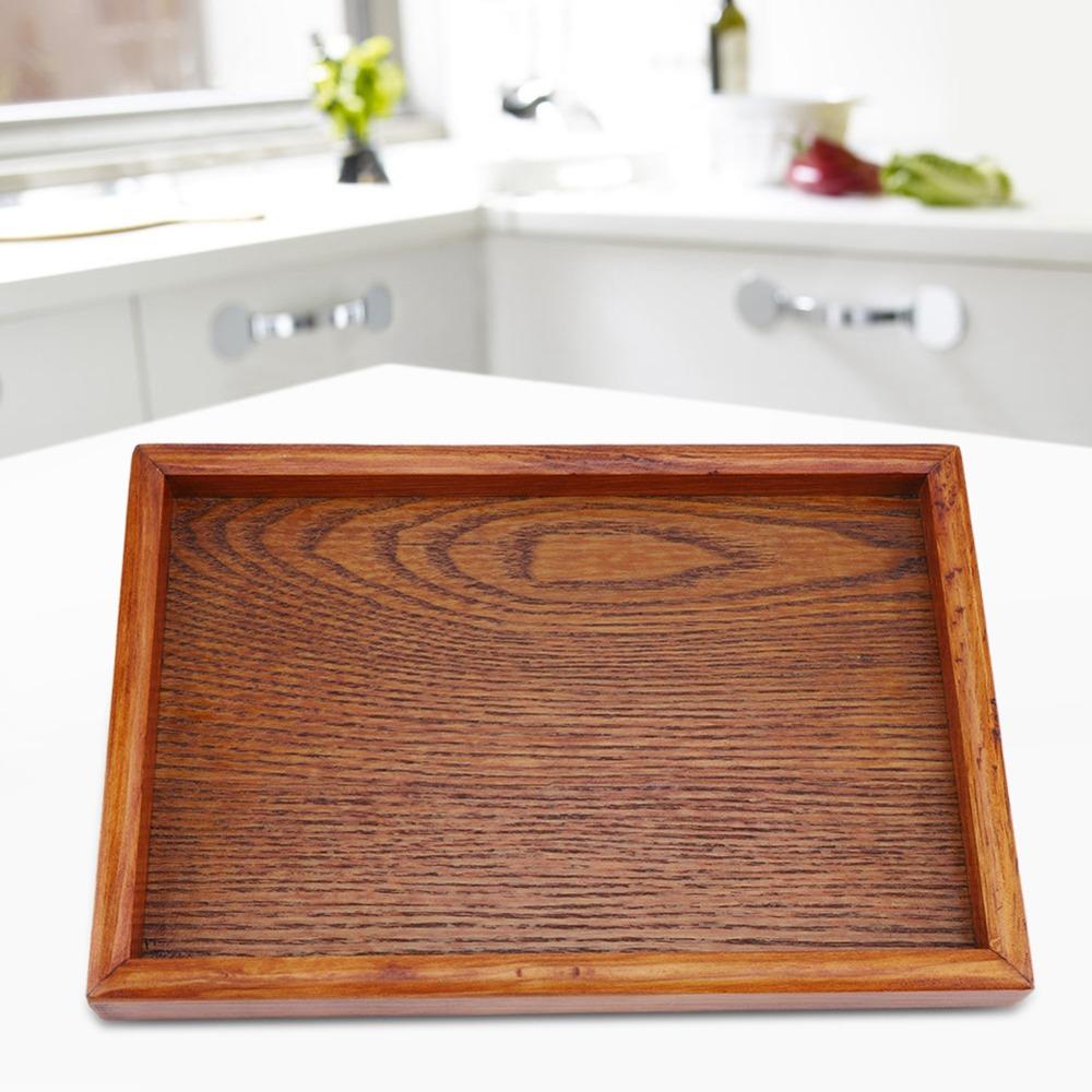 Rectangular Snack Tray Wood Fruit Platter Simple Serving Tray For Hotel