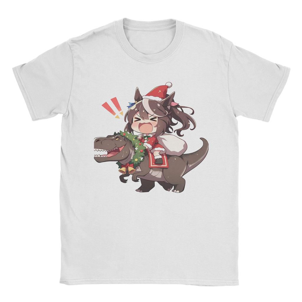 Tokai Teio Christmas T Shirts Men's Pure Cotton T-Shirts Round Neck Uma Musume Pretty Derby Anime Tees Short Sleeve Clothes