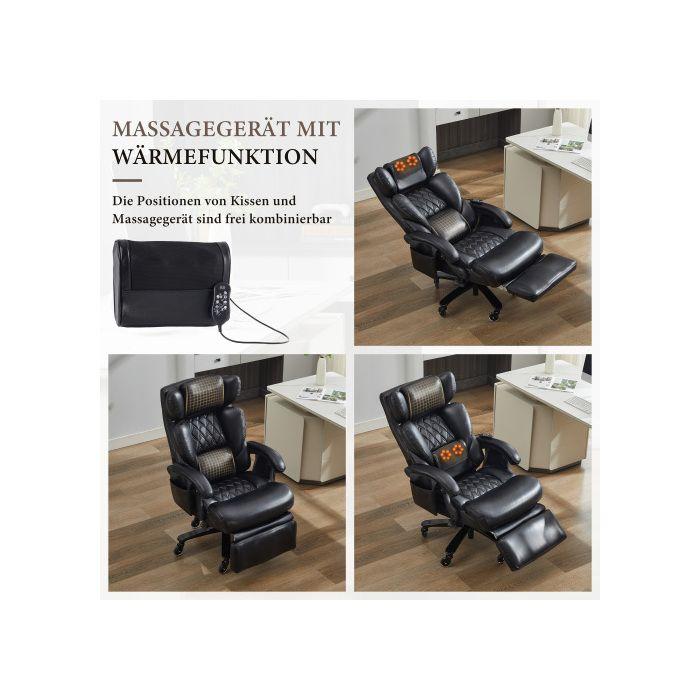 Chaise de bureau ergonomique avec repose-pieds, pivotante à 360 degrés, dossier réglable, supportant jusqu'à 150 kg (noire)