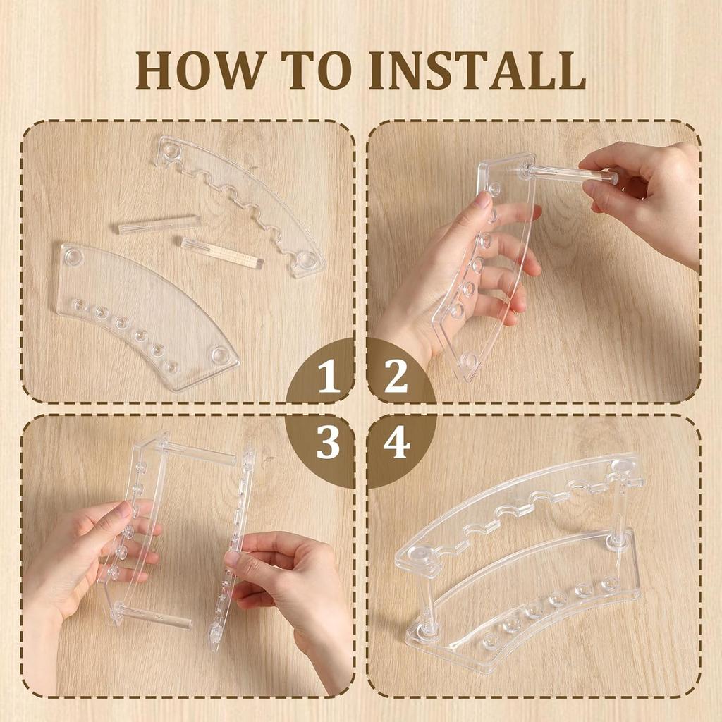 2Pcs Pen Holder Stand for Desk, Clear Pen Display Stand Pen Holder with 6 Slots, Makeup Brush Stand Rack Pen Stand Storage, Eyebrow Pencil Organizer