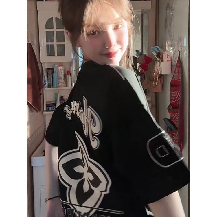 Women's Trendy American Street Style Summer 2025 Embroidered Loose-Fit Cotton T-Shirt