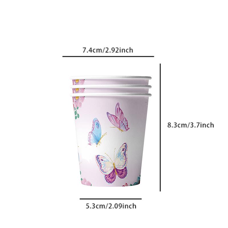 Purple Butterfly Party Theme Tableware Set - Napkins, Cups, Tablecloth, Plates