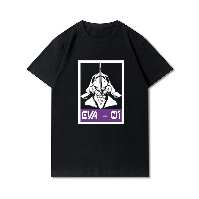 Herre Premium bomull Harajuku T-skjorte Evangelion Asuka Plakat Anime skjorte print T-skjorter Funny Style rundhals bomull T-skjorte Uformelle T-skjorter