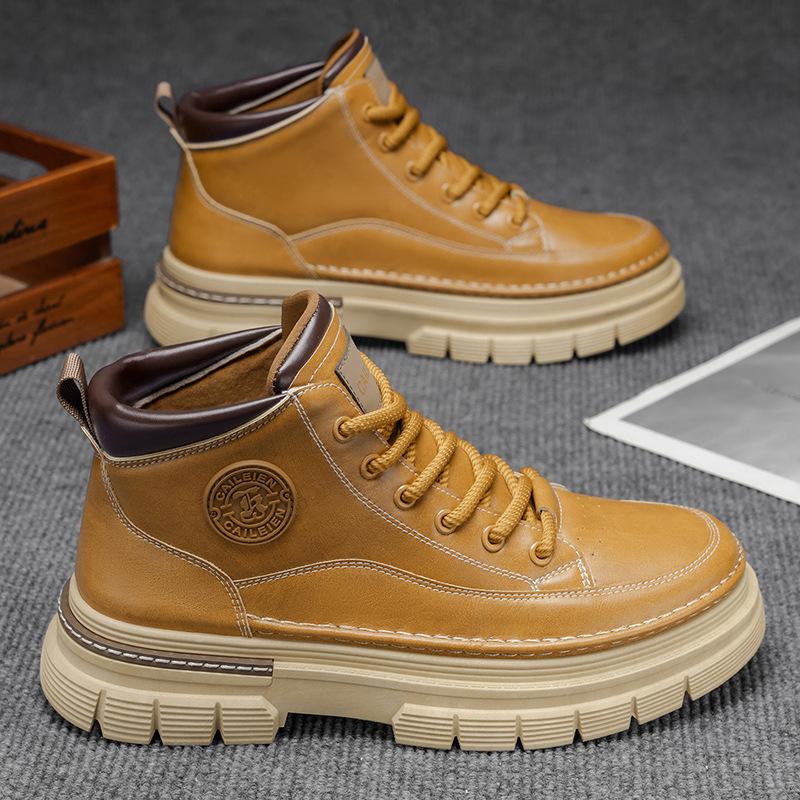 Martin boots men's high-top new autumn retro medium-top thick-soled heightening tooling shoes men's short boots