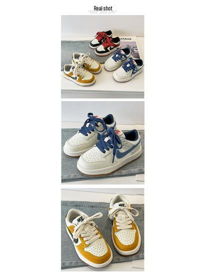 2025 Autumn Unisex Kids' Color Block Air Force Low-Top Board & Sports Casual Shoes